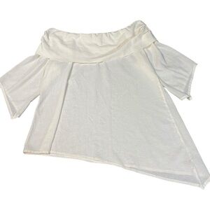 Soft Surroundings Cream Cotton Marsala Asymmetrical Hem Off Shoulder Top Size XL